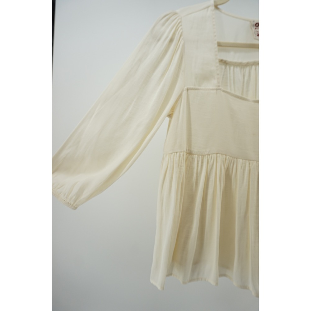 Dolan Left Coast Babydoll Blouse Cottagecore Romantic Square Neck Cream Small‎ - Picture 3 of 7
